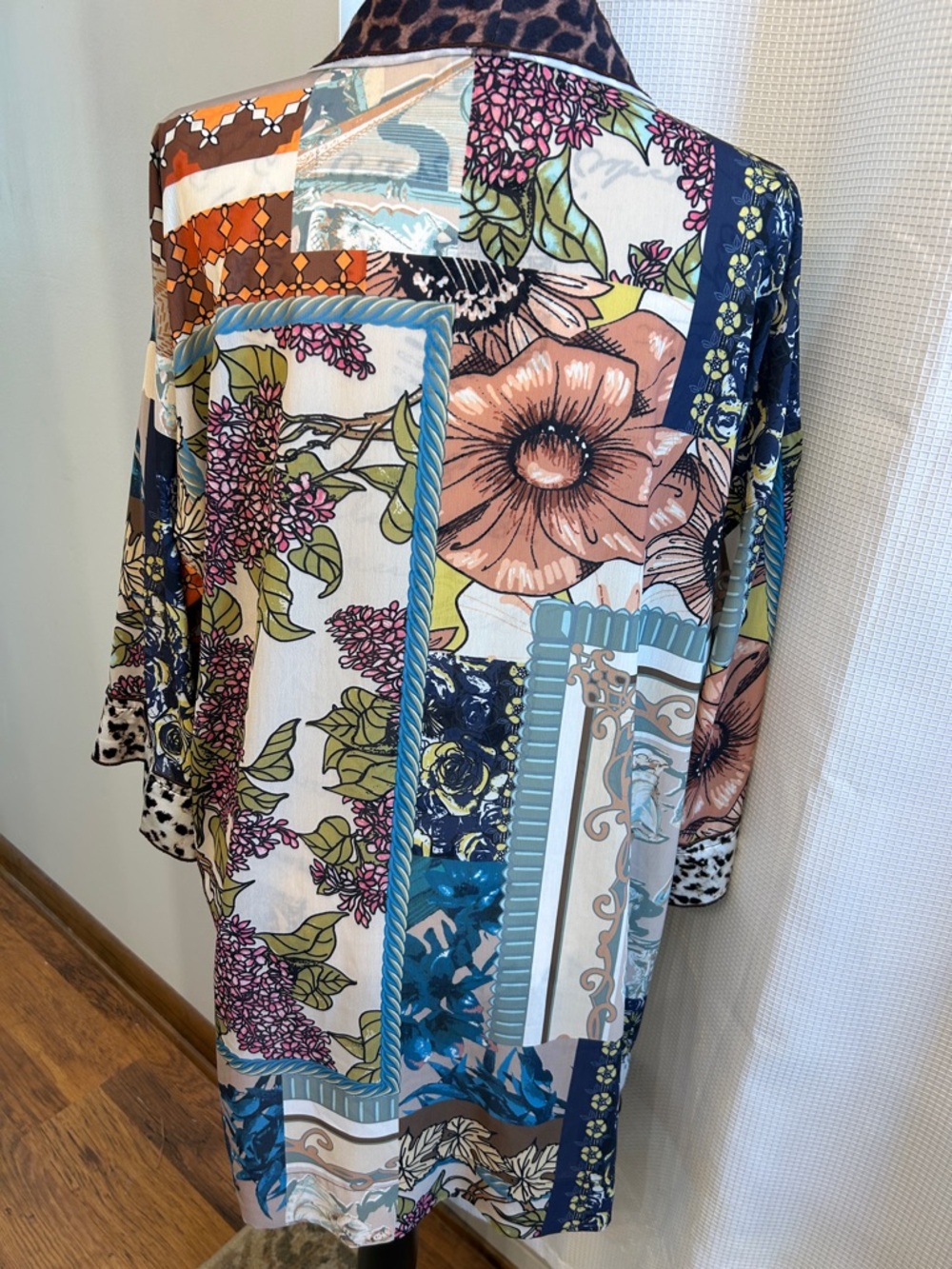 John Mark Floral & Leopard Print Lightweight Kimono Cardigan - Multicolor - Picture 3 of 4